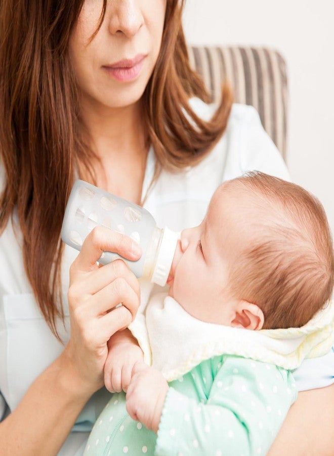 SHOWERORO 4Pcs Silicone Baby Bottle Covers Glass Bottle Sleeves Non-Slip Protective Sleeves for 4Oz Nursery Bottles Shockproof Feeding Silicone Sleeve - Image 5